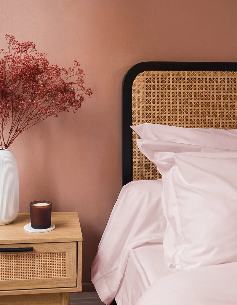 Taies d'oreiller X2 en Percale de coton - Rose poudré
