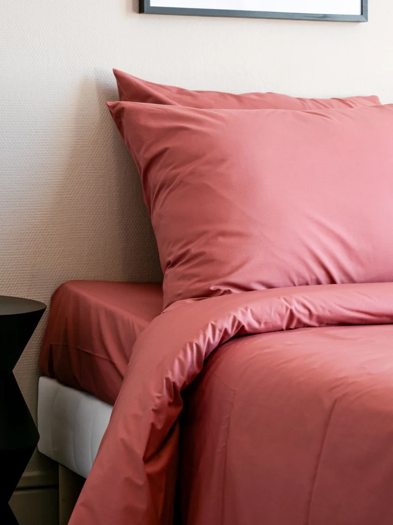 Taies d'oreiller X2 en Percale de coton - Vieux rose
