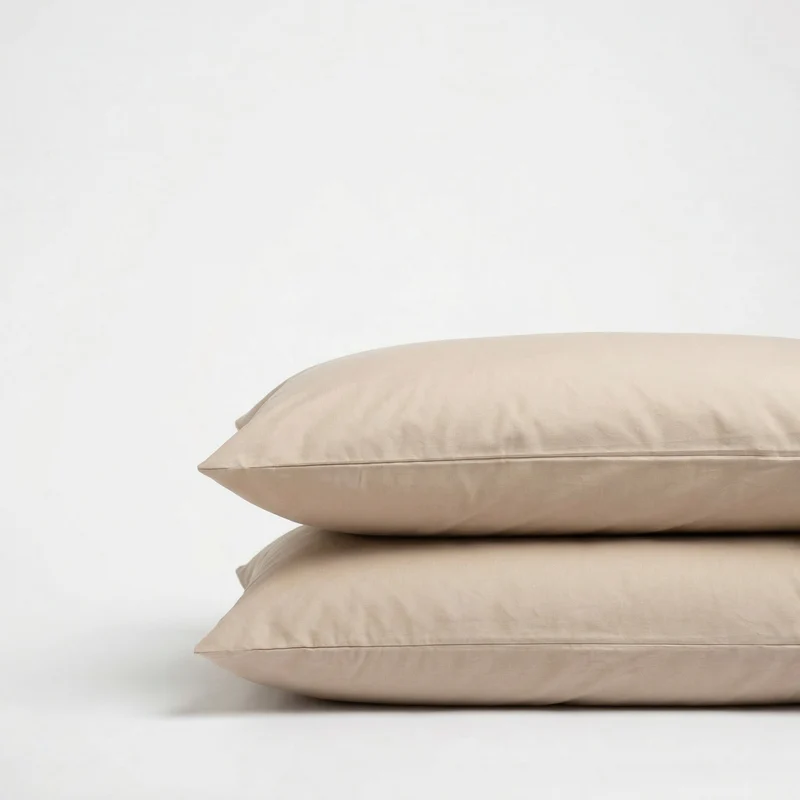 Taies d'oreiller X2 en Percale de coton - Beige