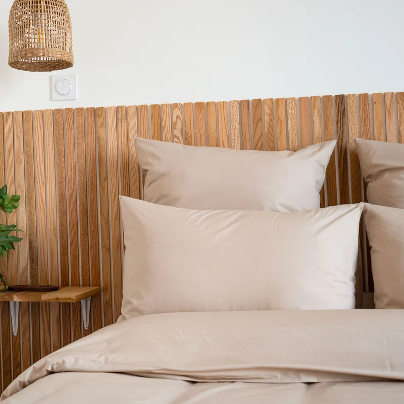 Taies d'oreiller X2 en Percale de coton - Beige