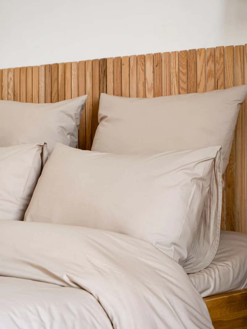 Taies d'oreiller X2 en Percale de coton - Beige