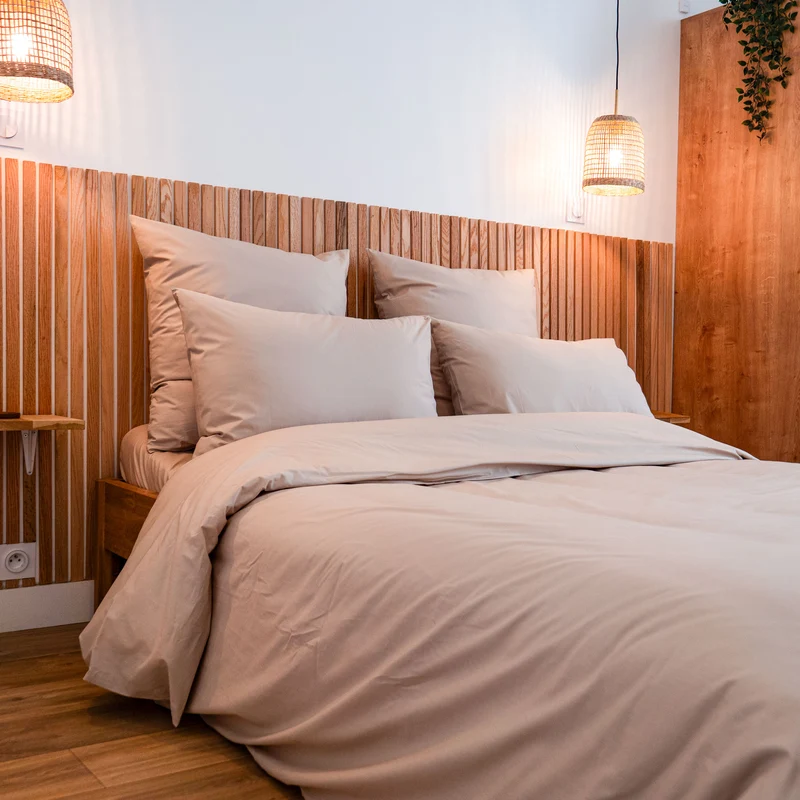 Taies d'oreiller X2 en Percale de coton - Beige