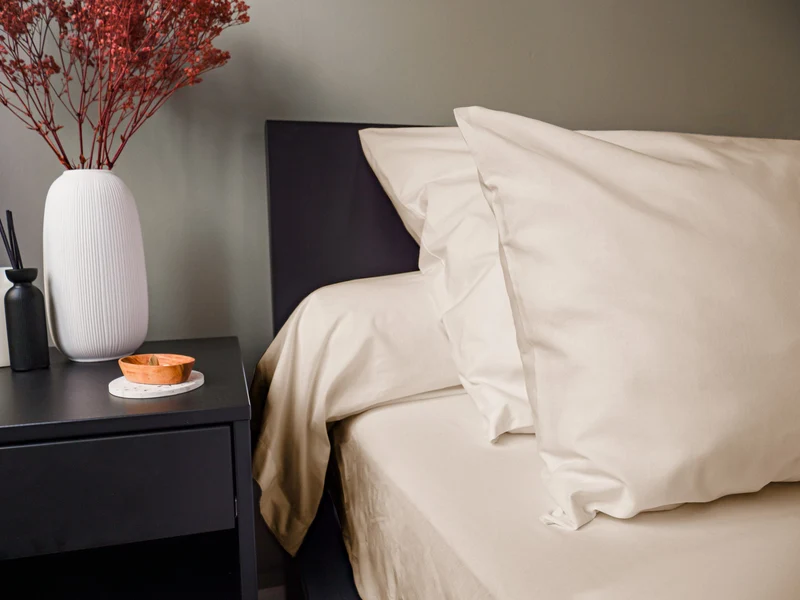Taies d'oreiller X2 en Percale de coton - Beige