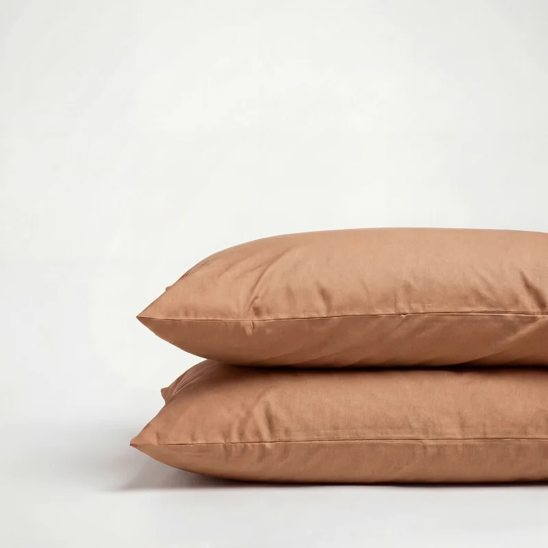 Taies d'oreiller X2 en Percale de coton - Marron