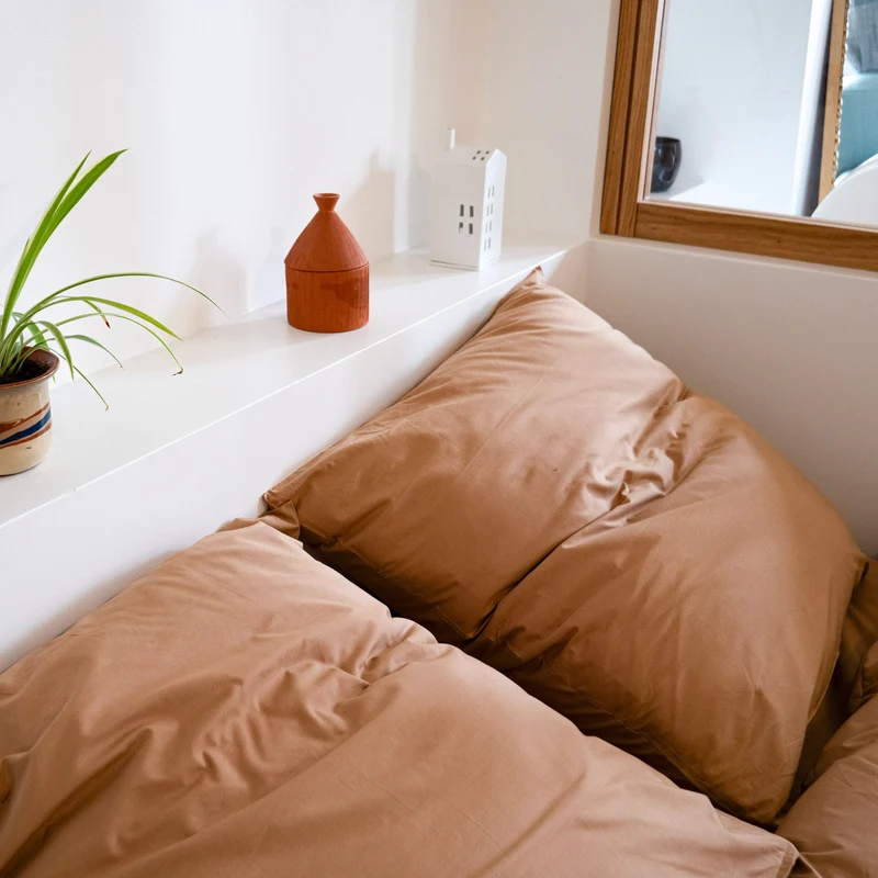 Taies d'oreiller X2 en Percale de coton - Marron