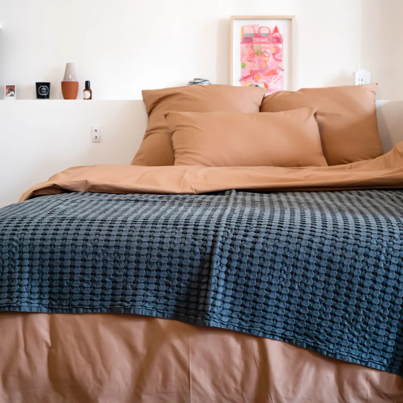Taies d'oreiller X2 en Percale de coton - Marron