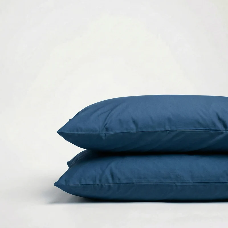 Taies d'oreiller X2 en Percale de coton - Bleu marine