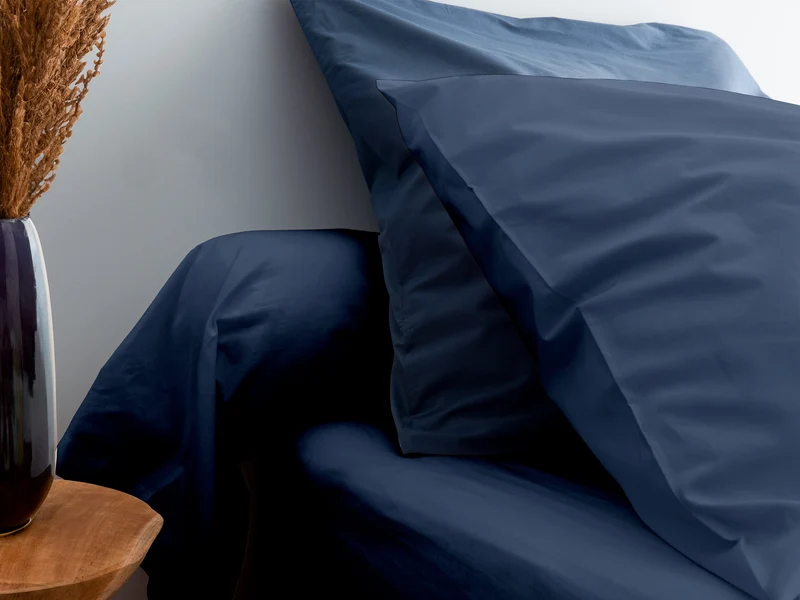 Taies d'oreiller X2 en Percale de coton - Bleu marine