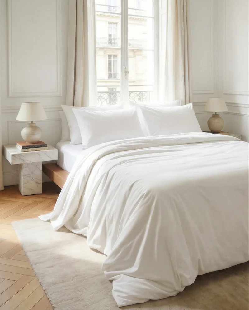 Taies d'oreiller X2 en Percale de coton - Blanc