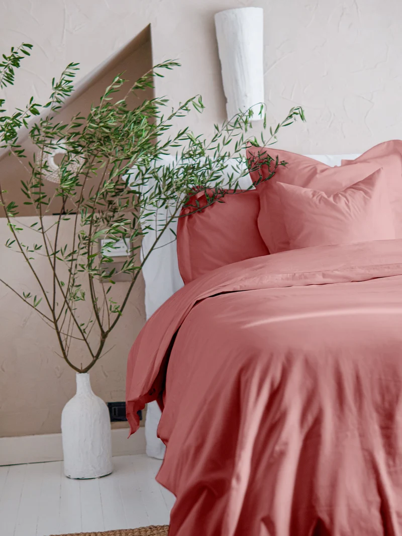 Housse de couette en Percale de coton - Vieux rose