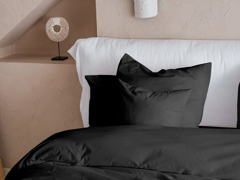 Housse de couette en Percale de coton - Gris anthracite
