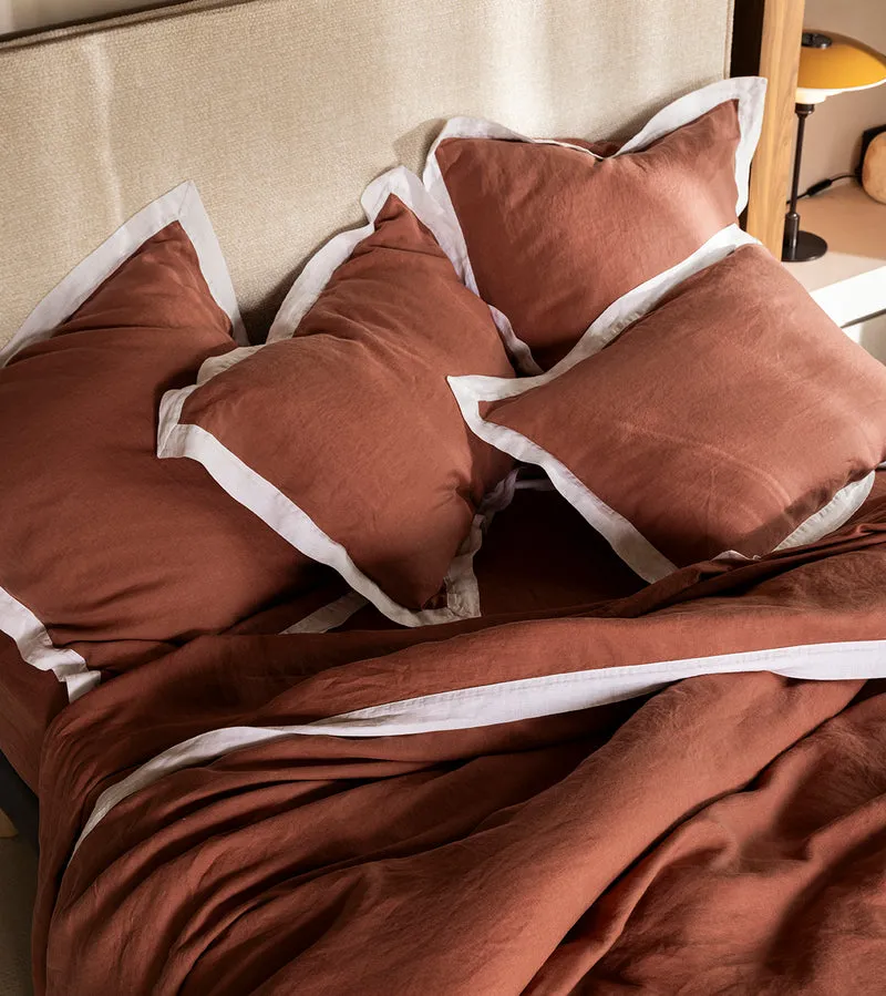 Set de 2 Taies d'Oreillers Bicolore Lin lavé