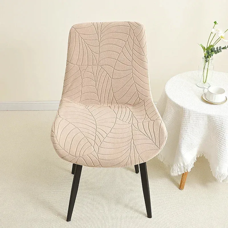 housse de chaise scandinave assise et dossier incurvé arrondi- texture hibiscus