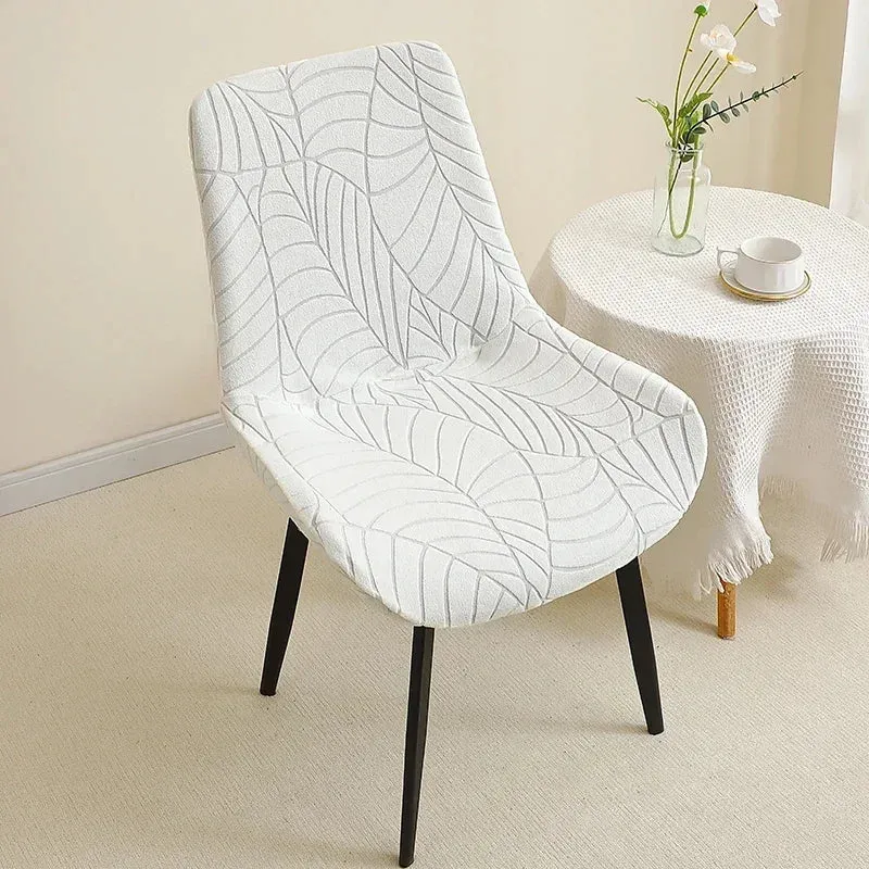 housse de chaise scandinave assise et dossier incurvé arrondi- texture hibiscus