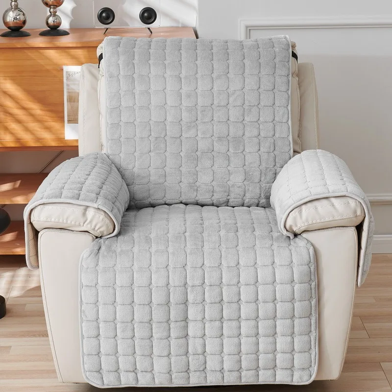 Housse pour fauteuil et canapé relax velours flanelle avec poches intégrées