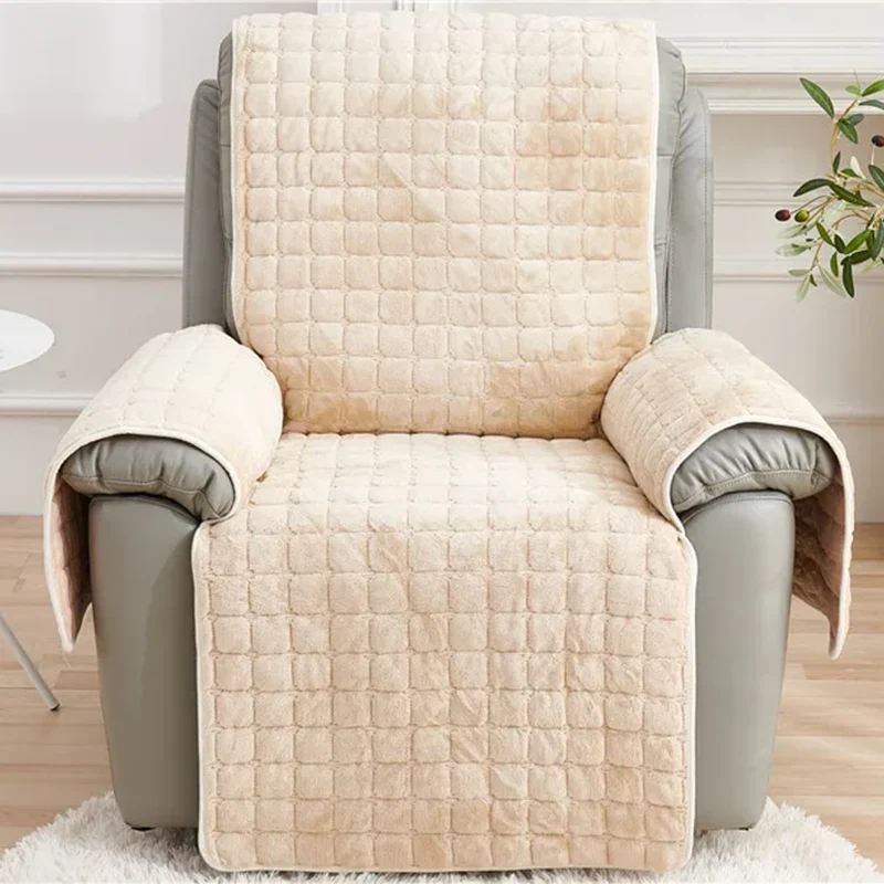 Housse pour fauteuil et canapé relax velours flanelle avec poches intégrées