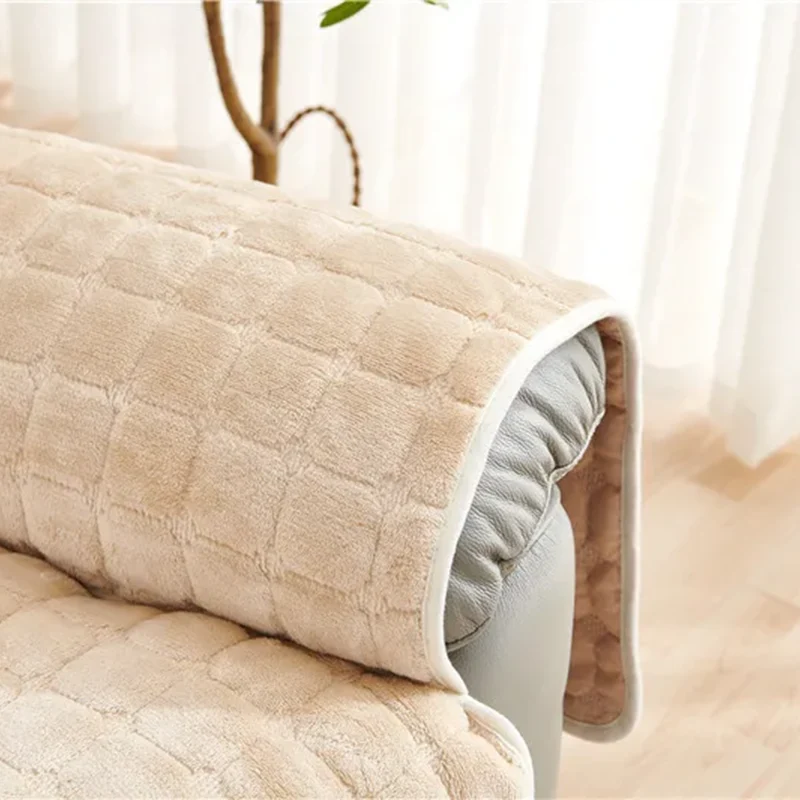 Housse pour fauteuil et canapé relax velours flanelle avec poches intégrées