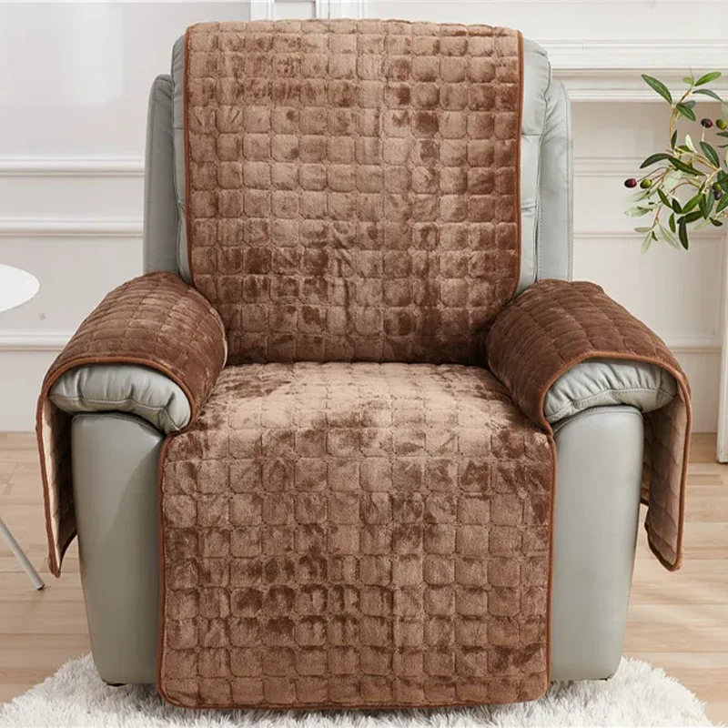 Housse pour fauteuil et canapé relax velours flanelle avec poches intégrées