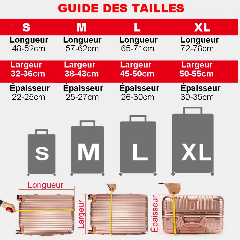 Housse de protection pour valise à roulette cabine ou XL - 20 motifs imprimés