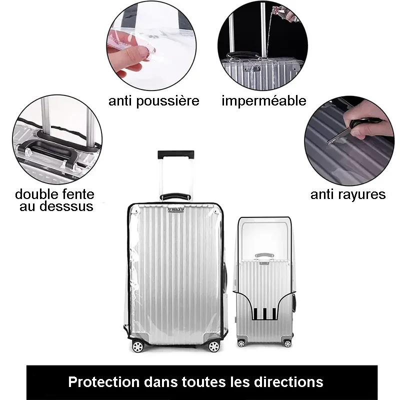 Housse de protection pour valise à roulette transparente et imperméable