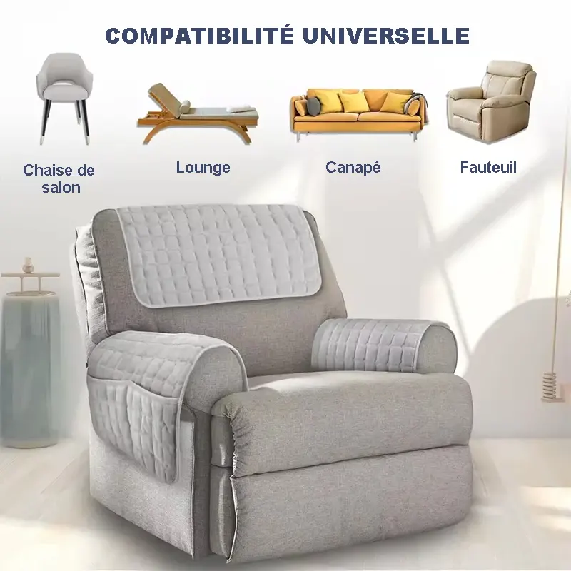 Pad antidérapant de protection pour fauteuil et canapé - velours capitonné