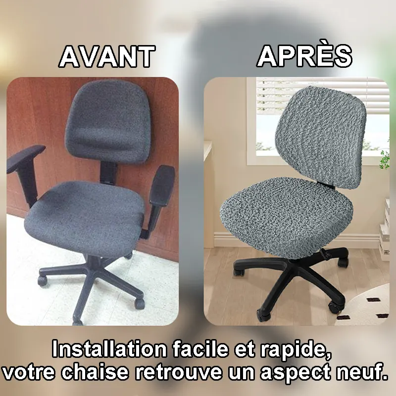 Housse de chaise de bureau extensible respirante et moderne - 2 pièces dossier et assise
