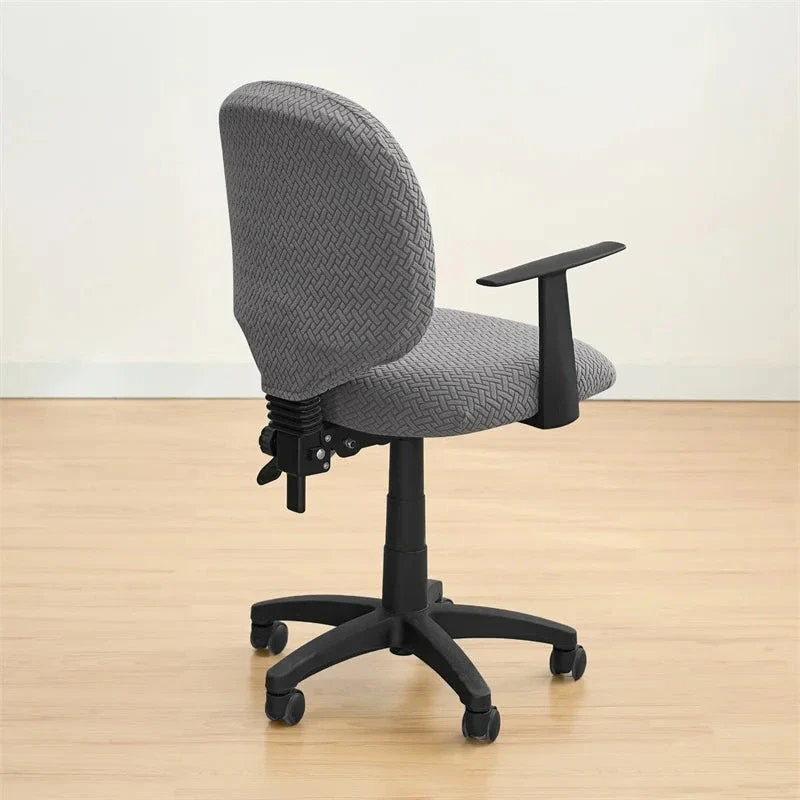 Housse de siège de bureau extensible velours damassé - 2 pièces dossier et assise