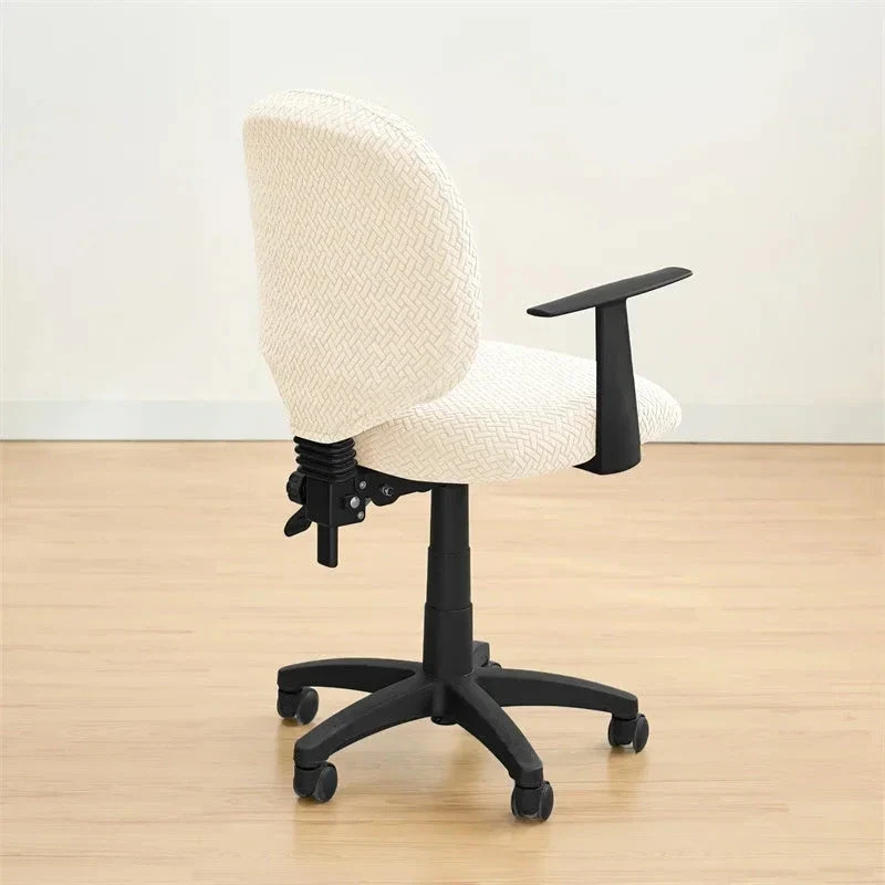 Housse de siège de bureau extensible velours damassé - 2 pièces dossier et assise