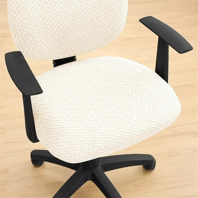 Housse de siège de bureau extensible velours damassé - 2 pièces dossier et assise
