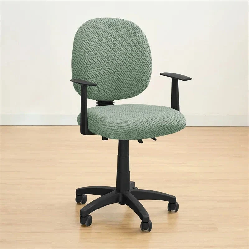 Housse de siège de bureau extensible velours damassé - 2 pièces dossier et assise