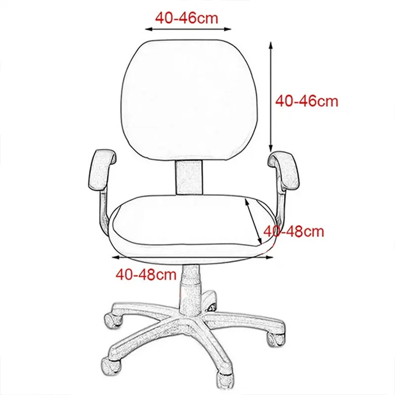 Housse pour petite chaise de bureau extensible en velours - 2 pièces dossier et assise
