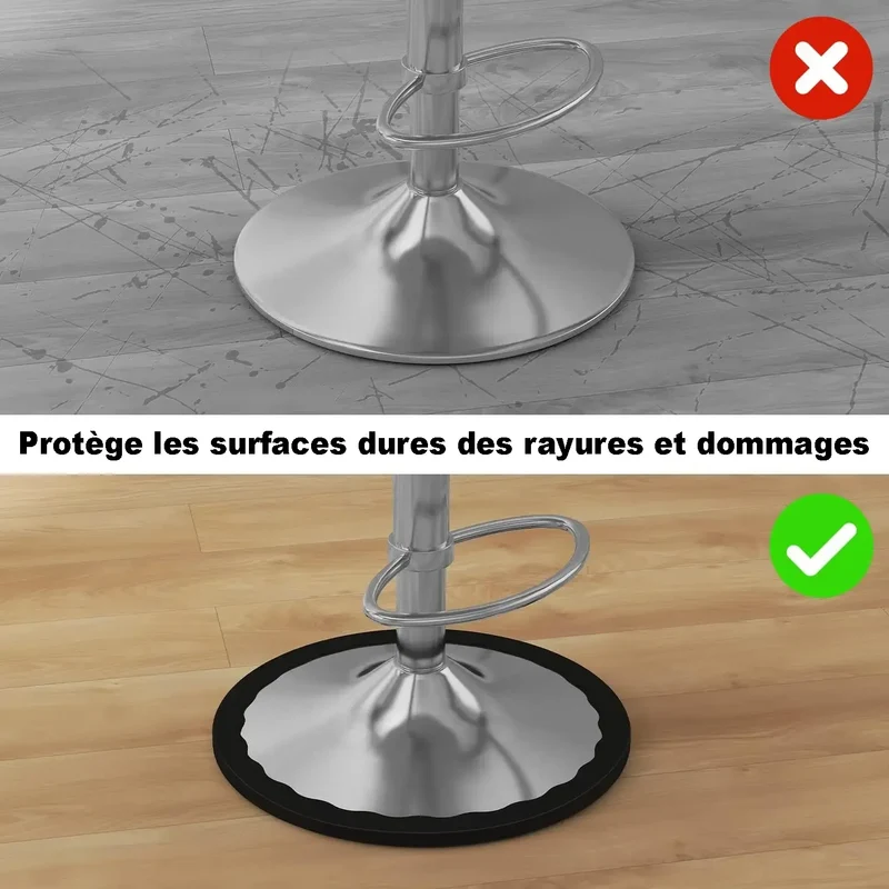 Anneau de protection antiglisse et antibruit en silicone pour base de tabouret de bar