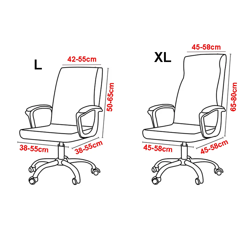 Housse pour fauteuil de bureau, chaise de bureau avec fermeture éclair - velours
