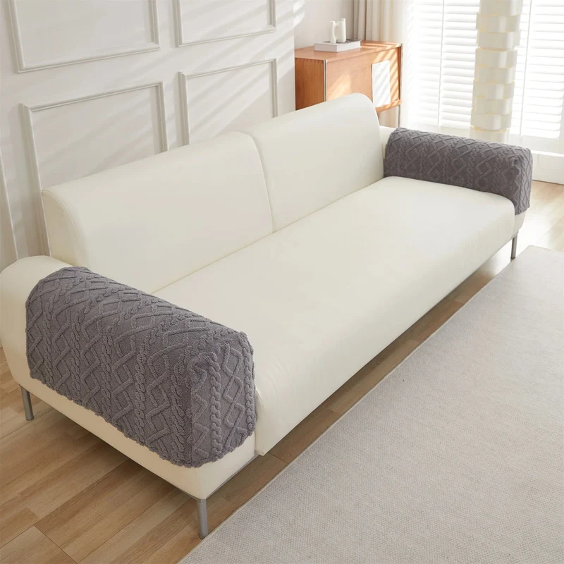 2 housses protection accoudoirs de fauteuil et canapé épaisse - chaleur scandinave