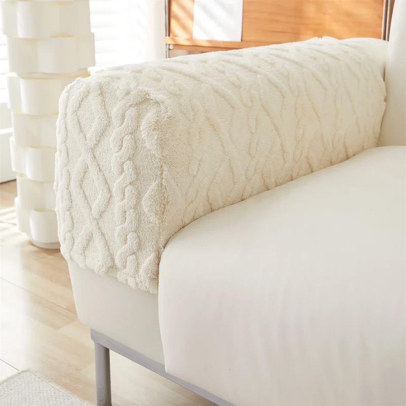 2 housses protection accoudoirs de fauteuil et canapé épaisse - chaleur scandinave