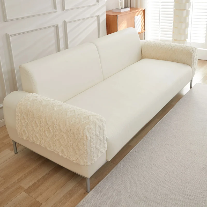 2 housses protection accoudoirs de fauteuil et canapé épaisse - chaleur scandinave
