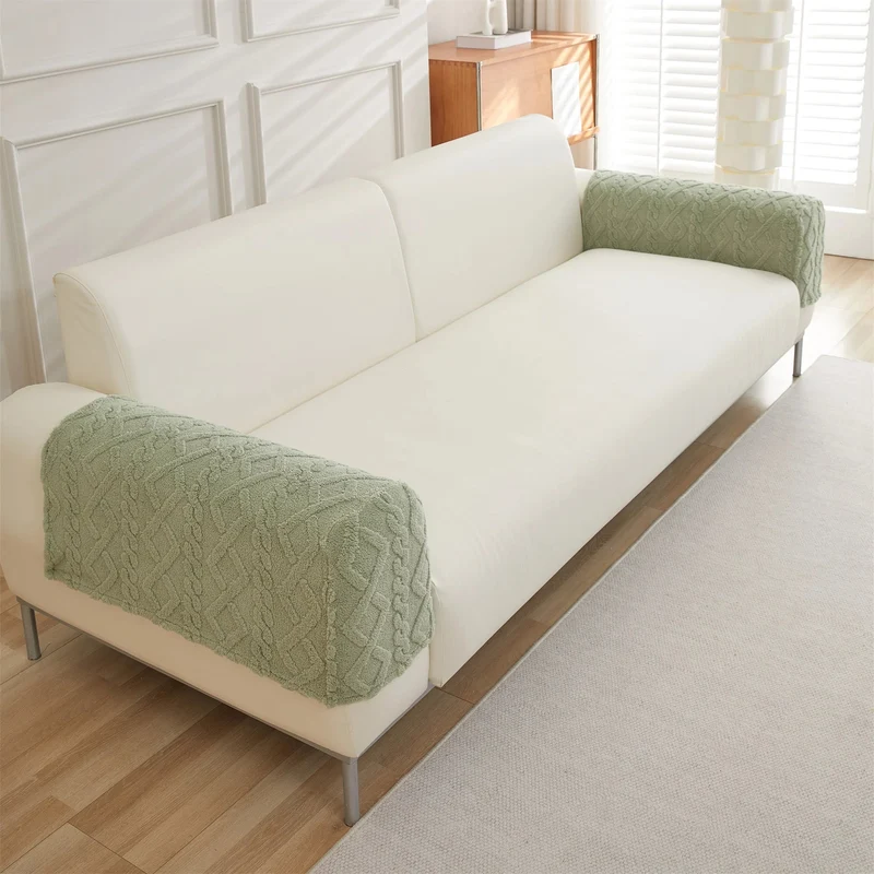 2 housses protection accoudoirs de fauteuil et canapé épaisse - chaleur scandinave