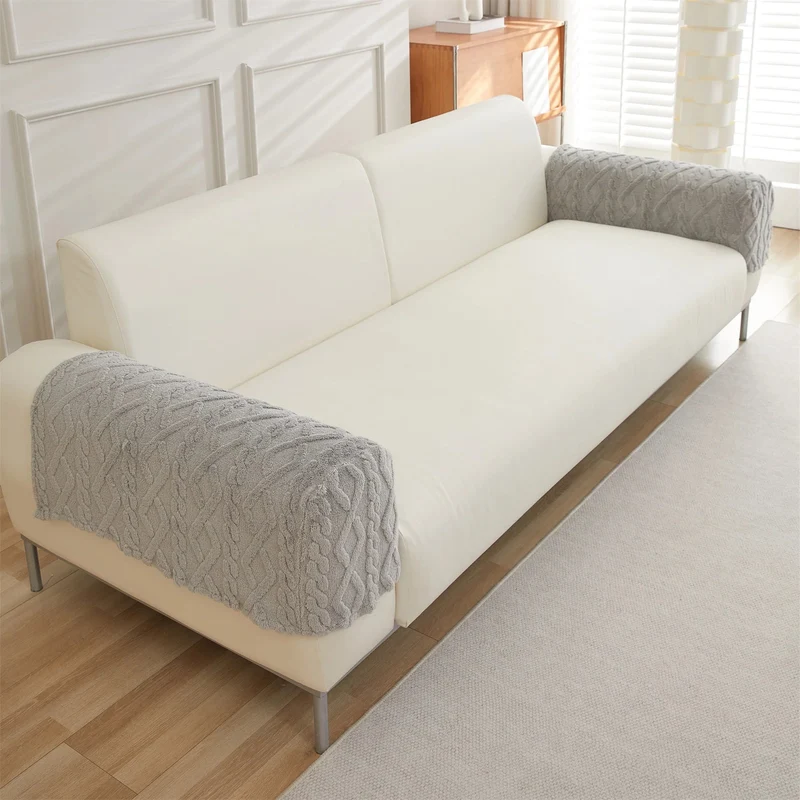 2 housses protection accoudoirs de fauteuil et canapé épaisse - chaleur scandinave