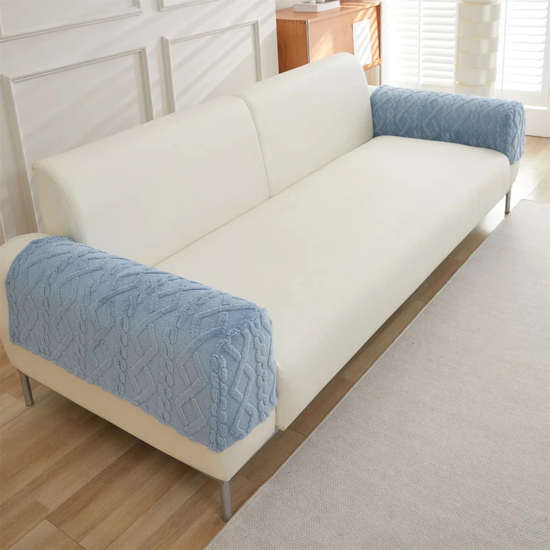 2 housses protection accoudoirs de fauteuil et canapé épaisse - chaleur scandinave