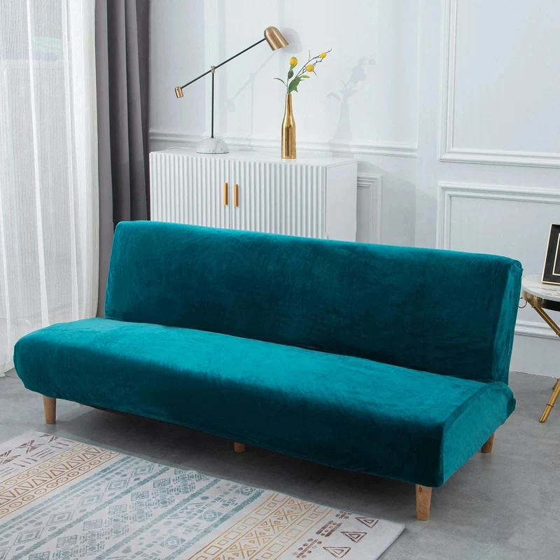 Housse de canapé lit, clic-clac, canapé sans accoudoir en velours