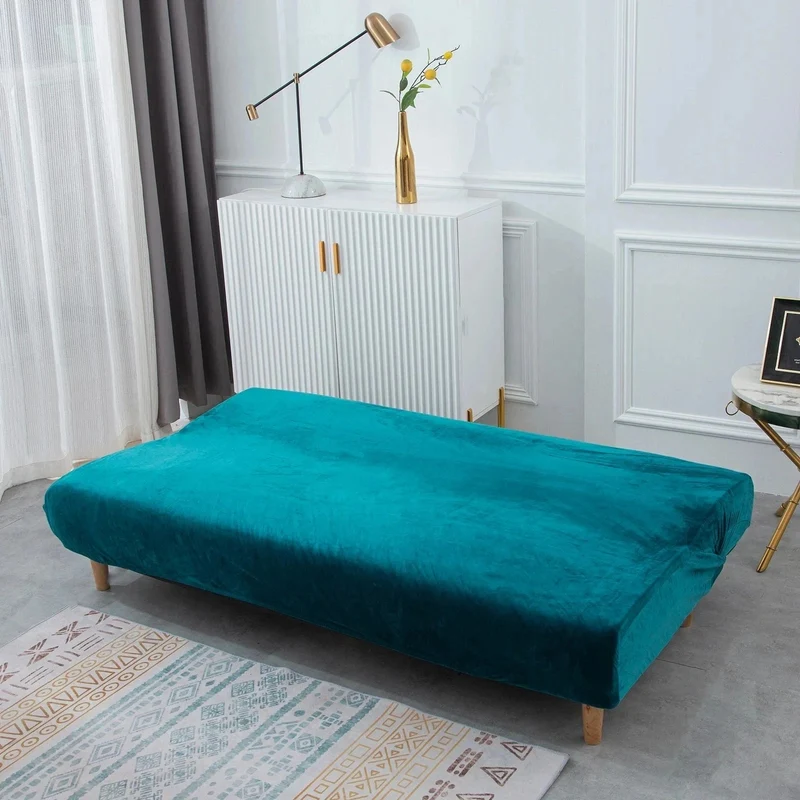 Housse de canapé lit, clic-clac, canapé sans accoudoir en velours