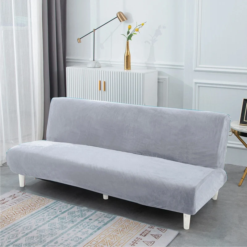Housse de canapé lit, clic-clac, canapé sans accoudoir en velours