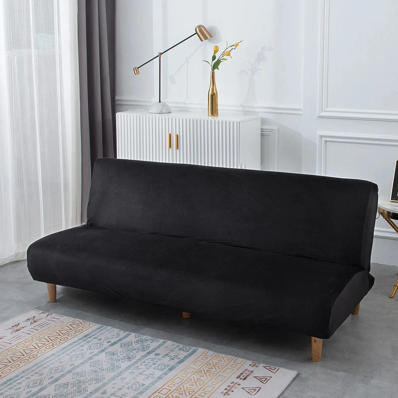 Housse de canapé lit, clic-clac, canapé sans accoudoir en velours