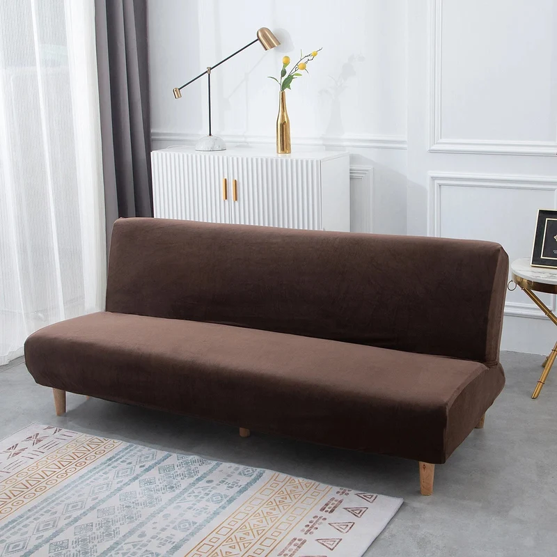 Housse de canapé lit, clic-clac, canapé sans accoudoir en velours