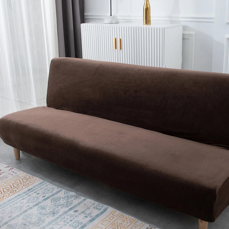 Housse de canapé lit, clic-clac, canapé sans accoudoir en velours