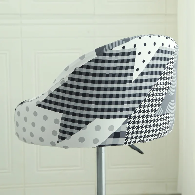 Housse de chaise de bar pivotante petit dossier incurvé et accoudoir lycra - 24 motifs