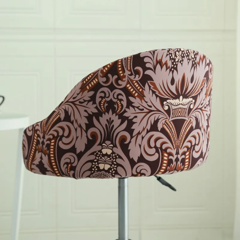 Housse de chaise de bar pivotante petit dossier incurvé et accoudoir lycra - 24 motifs