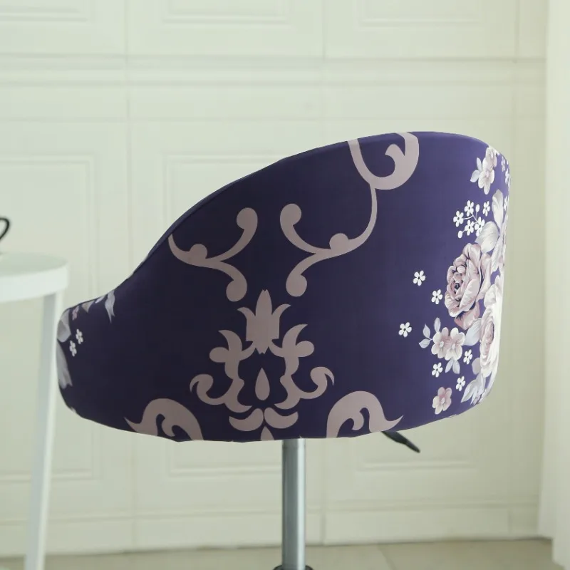 Housse de chaise de bar pivotante petit dossier incurvé et accoudoir lycra - 24 motifs