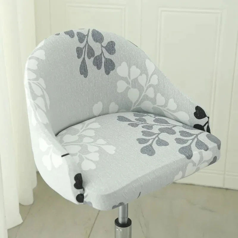 Housse de chaise de bar pivotante petit dossier incurvé et accoudoir lycra - 24 motifs