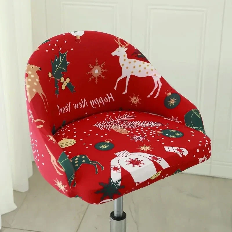 Housse de chaise de bar pivotante petit dossier incurvé et accoudoir lycra - 24 motifs